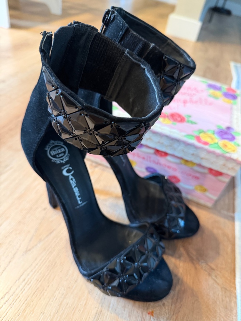 Jeffrey Campbell Tall Black Studded Ankle-Strap Heels